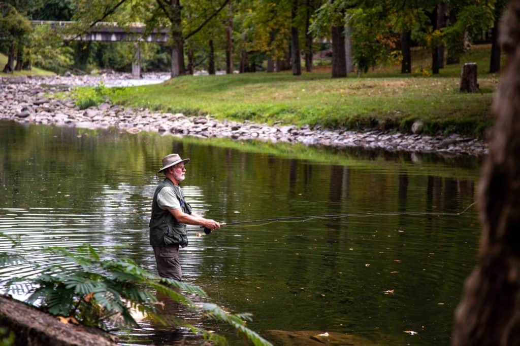 Man fishing in the creek