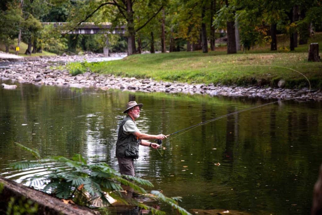 Man fishing in the creek